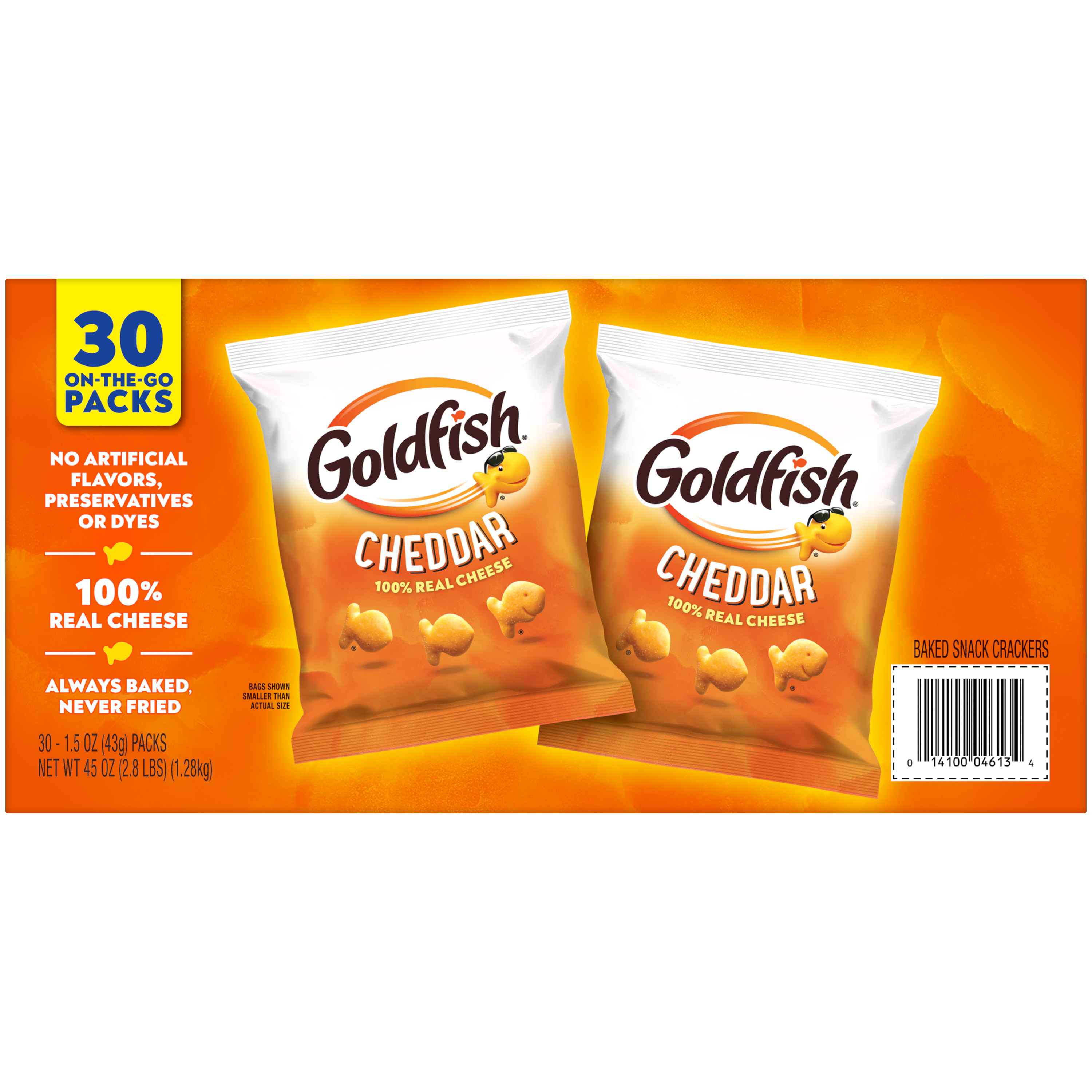 Goldfish® Cheddar Crackers, 30 count box, 1.5 oz, bag - Back Image
