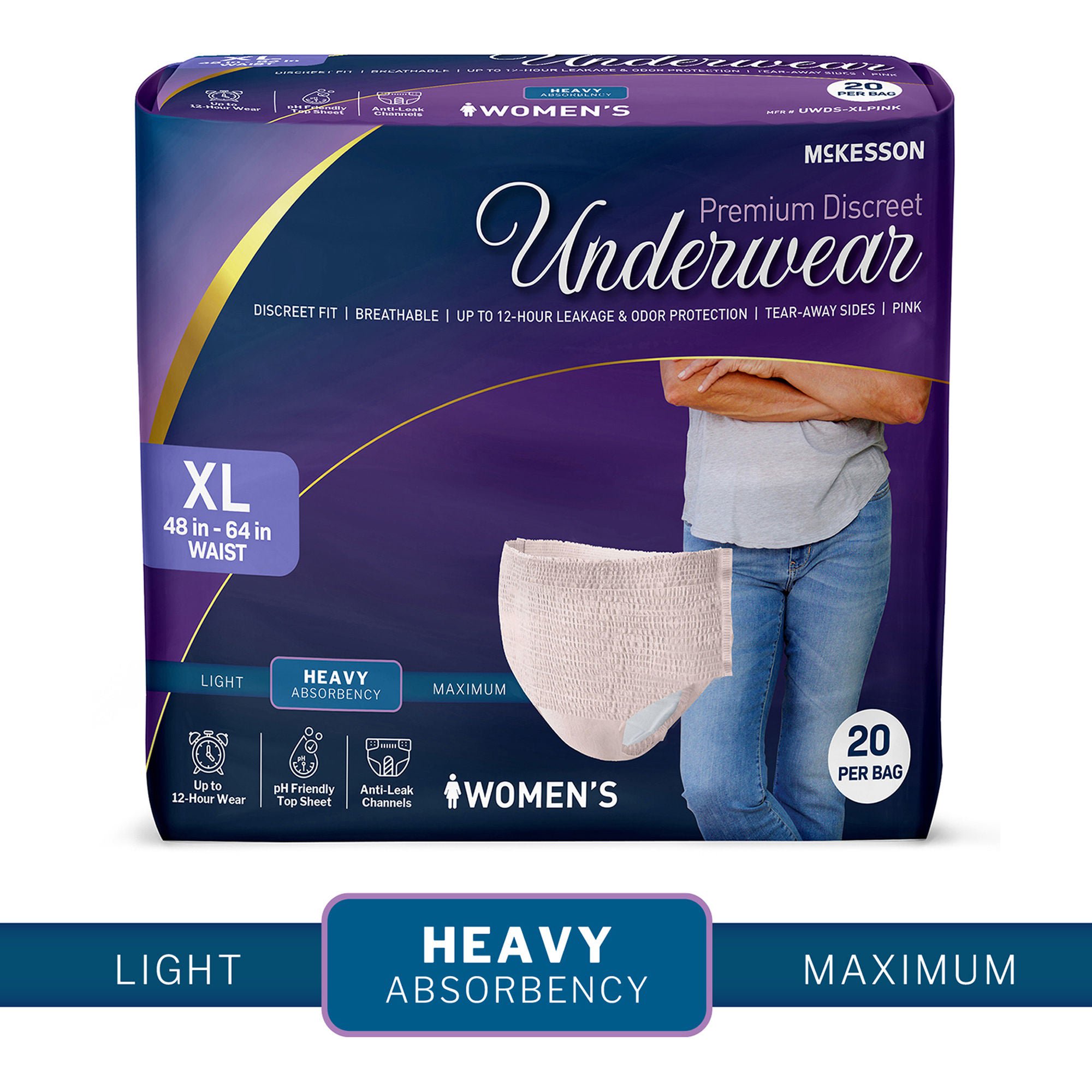 McKesson Premium Discreet Underwear for Women, Heavy Absorbency, Extra-Large