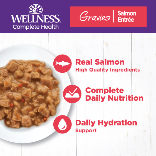 The benifts of Wellness Complete Health Gravies Salmon Entree