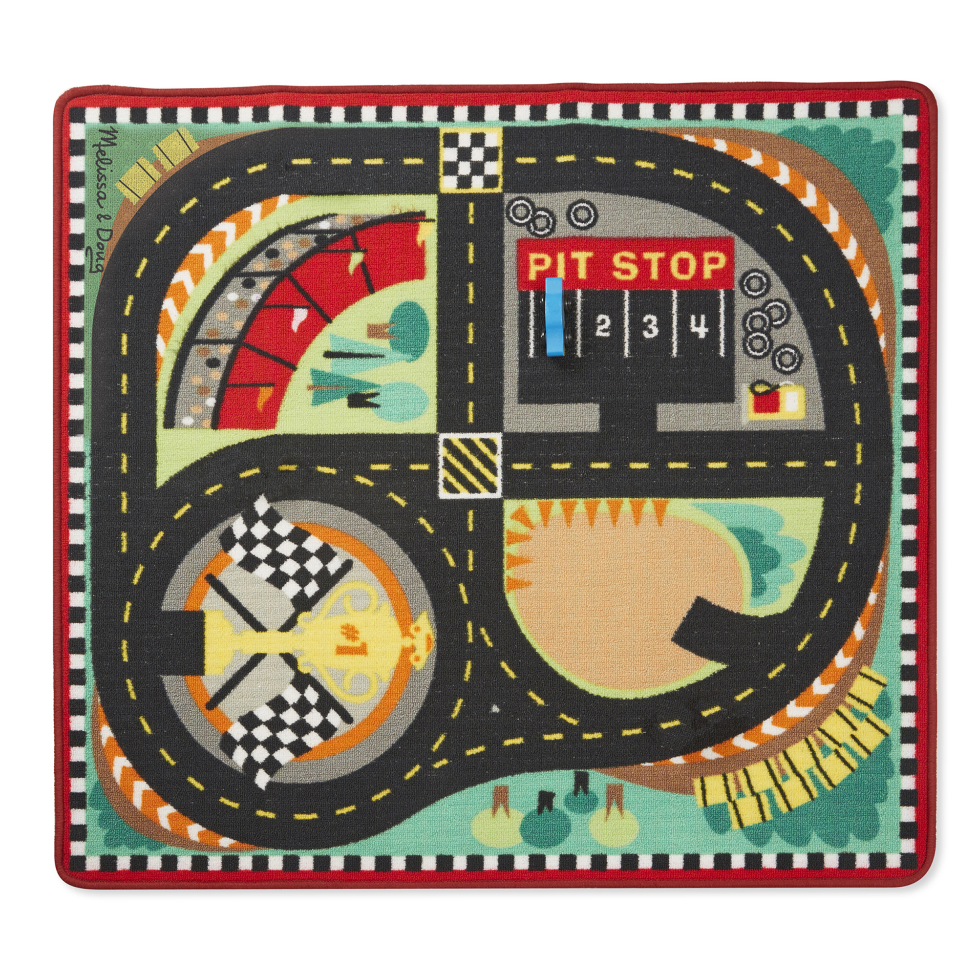 Melissa & Doug Round the Speedway Race Track Rug & Car Set image number null