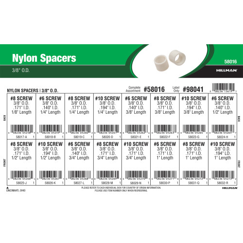 Nylon Spacers Assortment (3/8