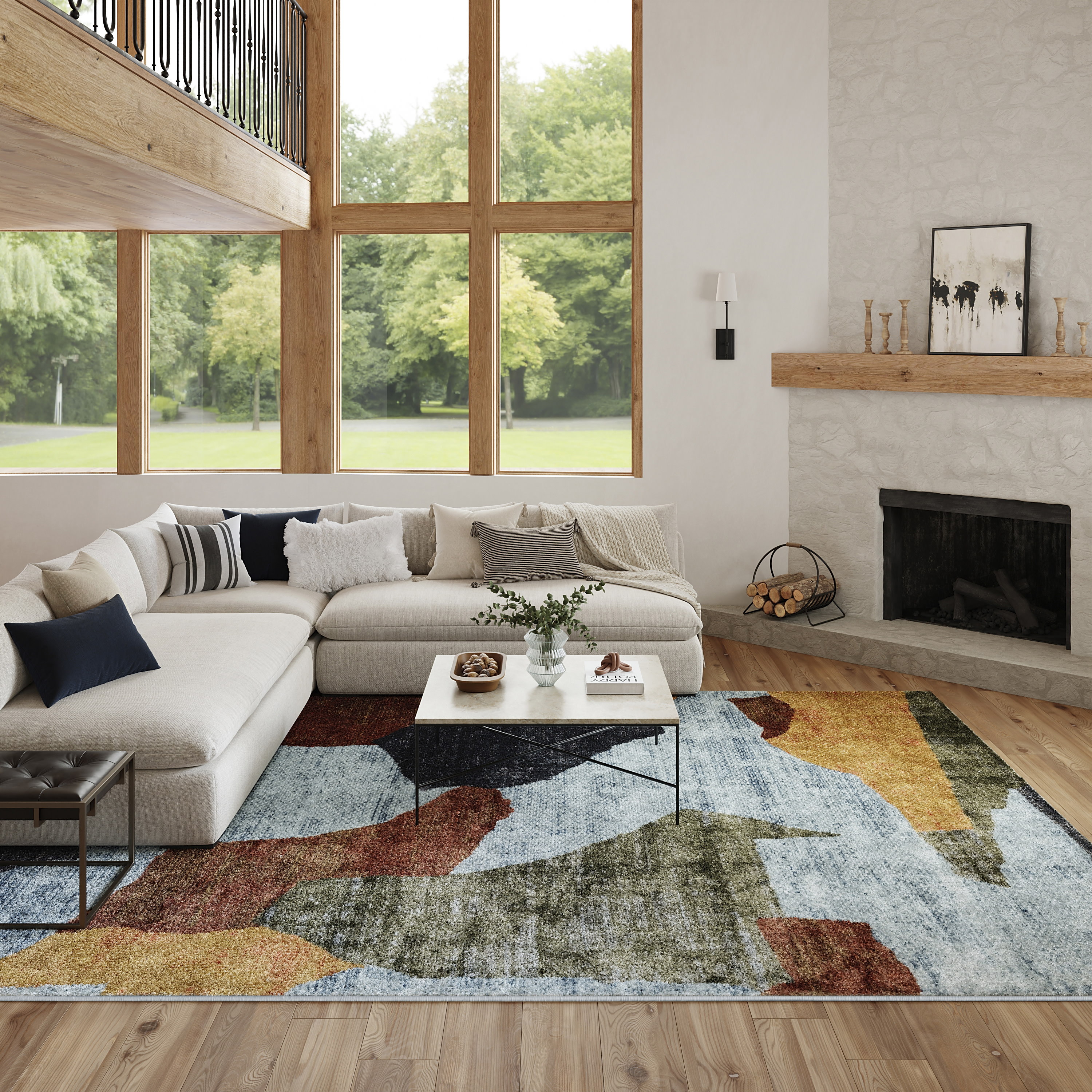Nourison Nordic 8' x 10' Blue Multicolor Modern Indoor Rug