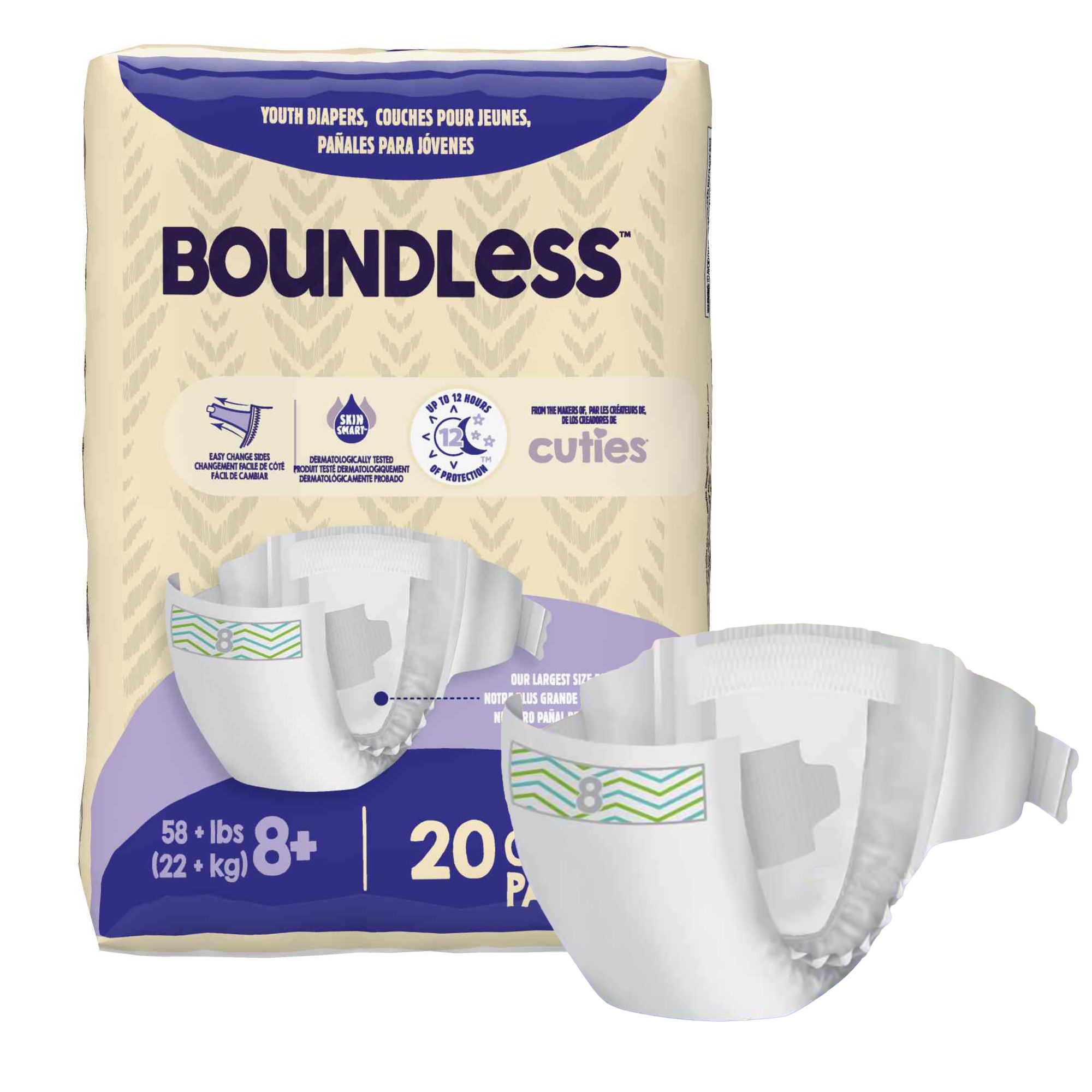 Boundless Youth Diapers, Size 8