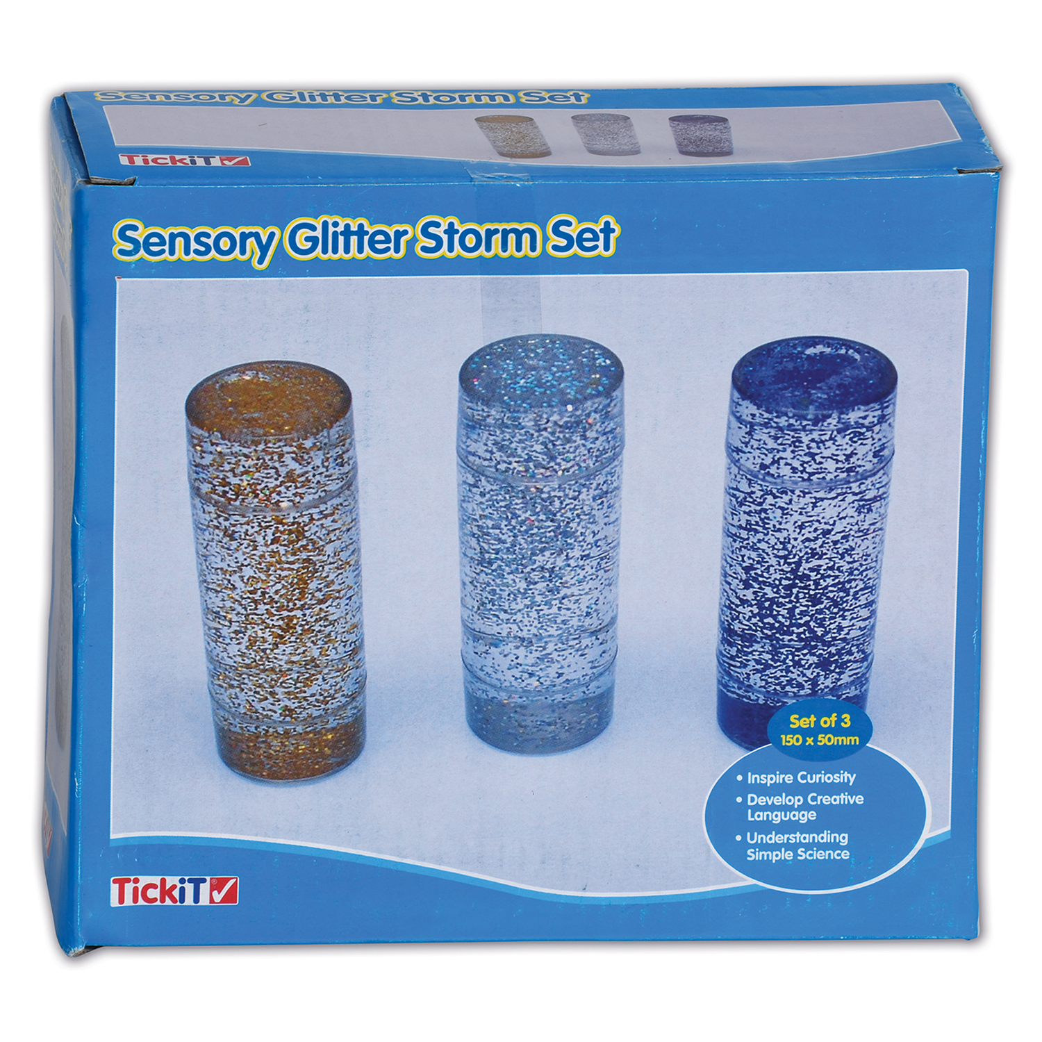 TickiT Sensory Glitter Storm - Set of 3 - Blue, Silver, Gold image number null