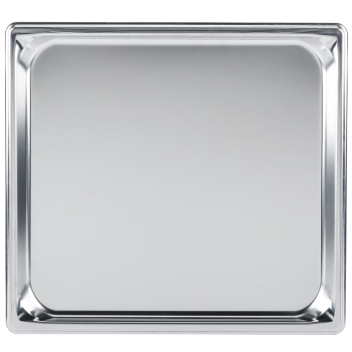 Two-thirds-size ¾-inch-deep Super Pan V® stainless steel steam table pan