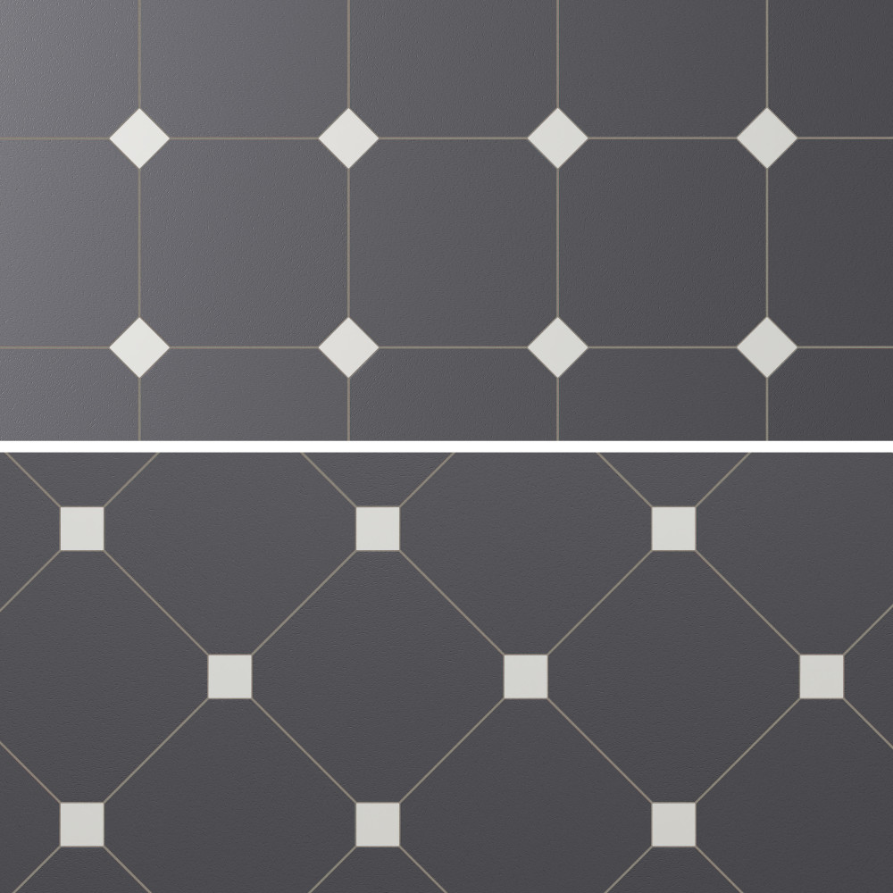 Vaudeville Octagon Antracita with Taco Nacar 7-7/8 in. x 7-7/8 in. Porcelain Floor and Wall Tile