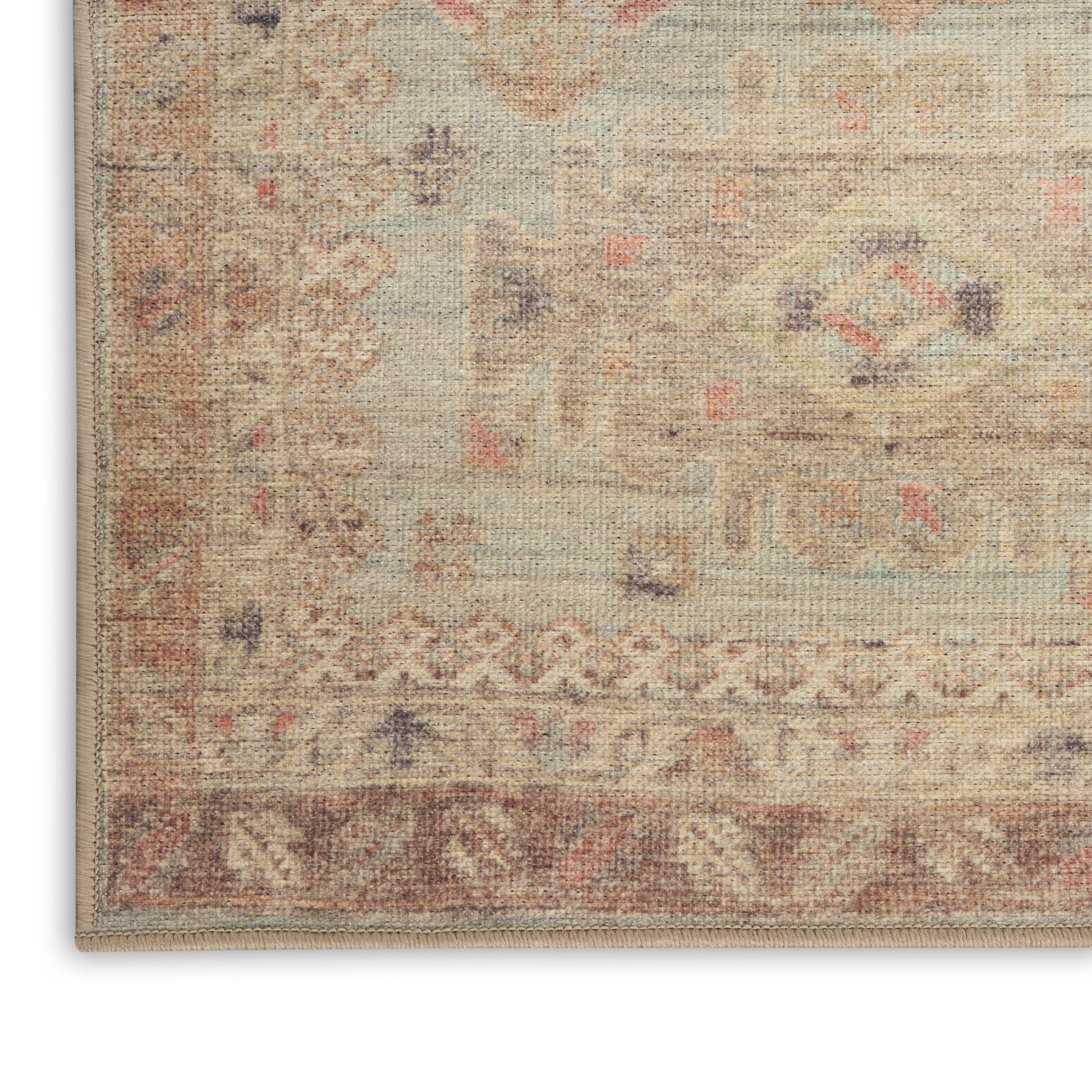 Nourison Vintage Washables 2'2" x 8' Sage Multicolor Vintage Indoor Rug