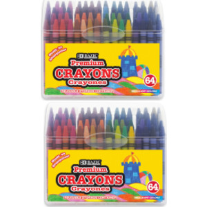 Premium Crayons with Sharpener, 64 Colors, 2 Boxes