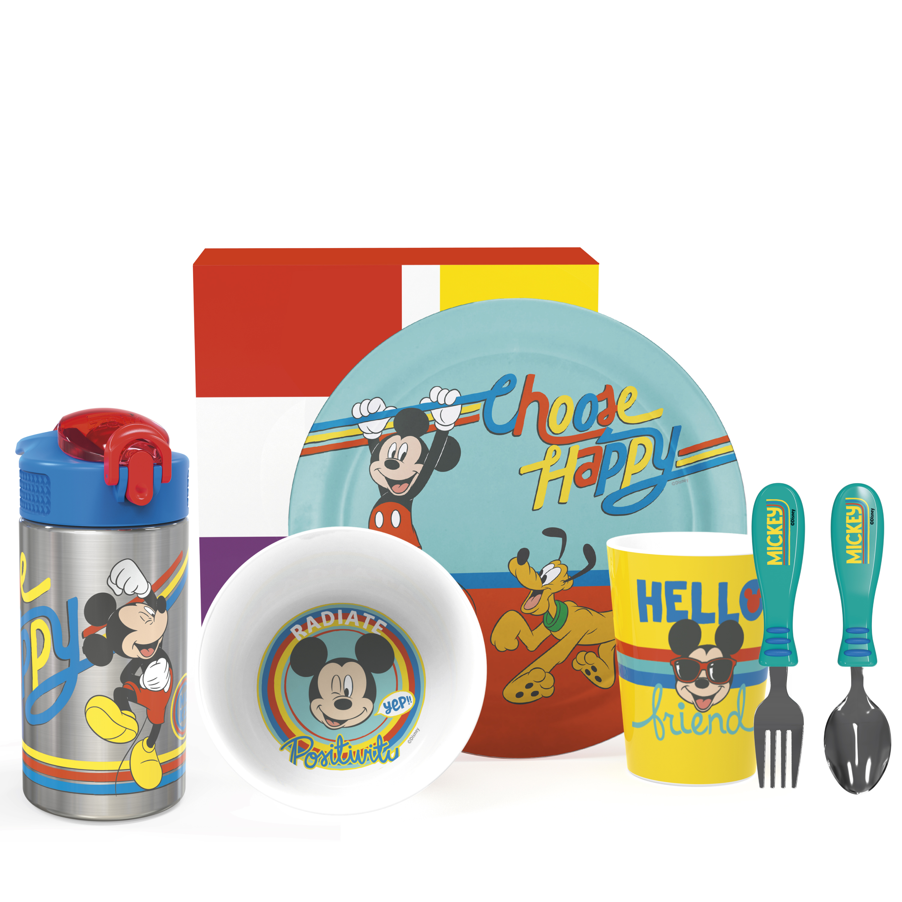Disney Plate, Bowl, Tumbler, Water Bottle and Flatware Set for Kids, Mickey Mouse, 6-piece set slideshow image 7