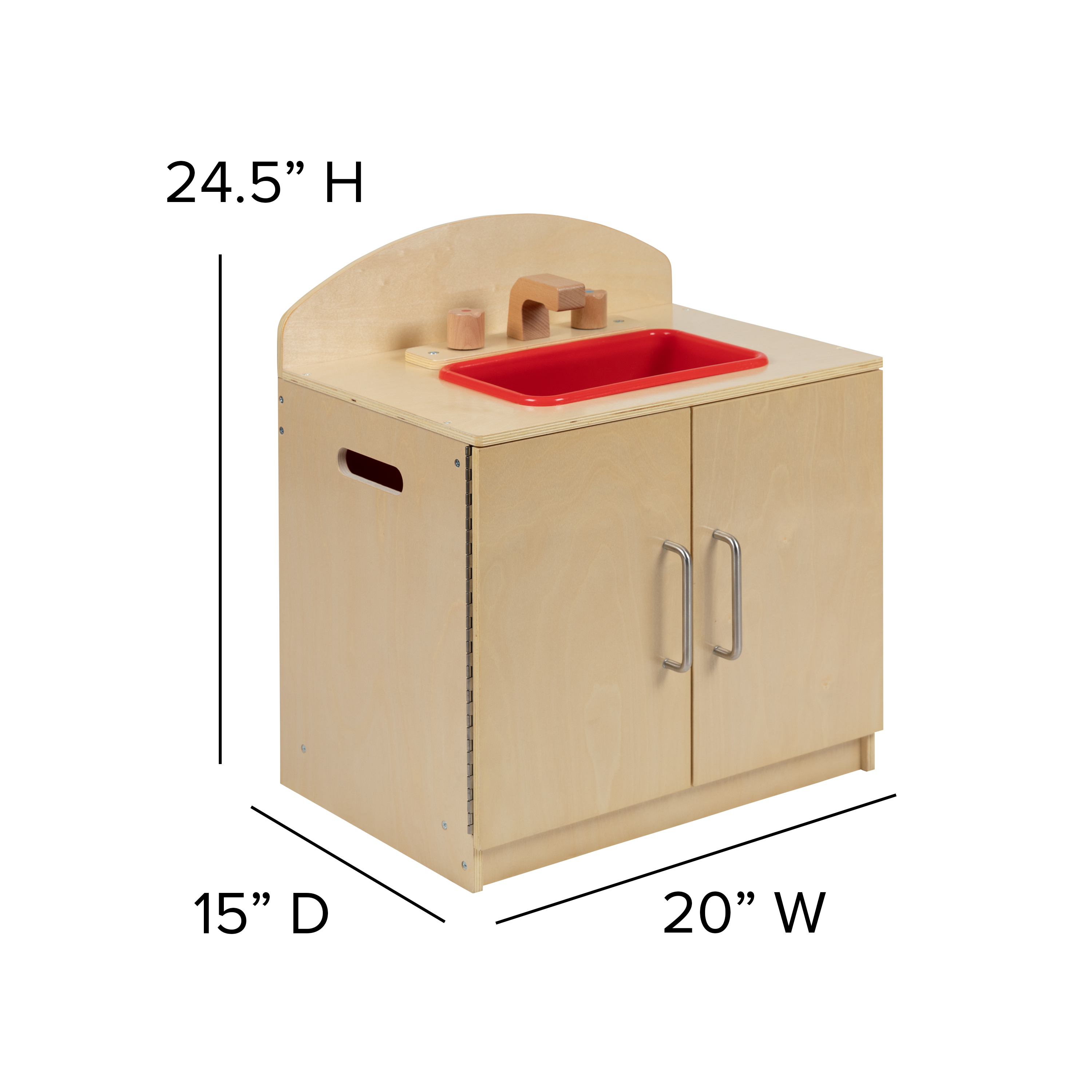 Fregadero de cocina de madera para niños con perillas giratorias para uso comercial o doméstico - Imagen 6 de 13