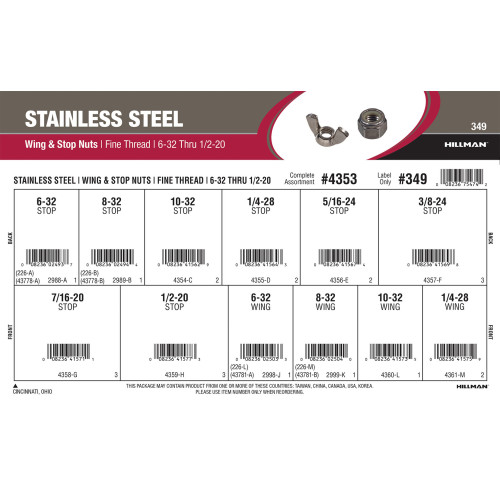 Stainless Steel Wing & Stop Nuts Assortment (#6-32 thru 1/2