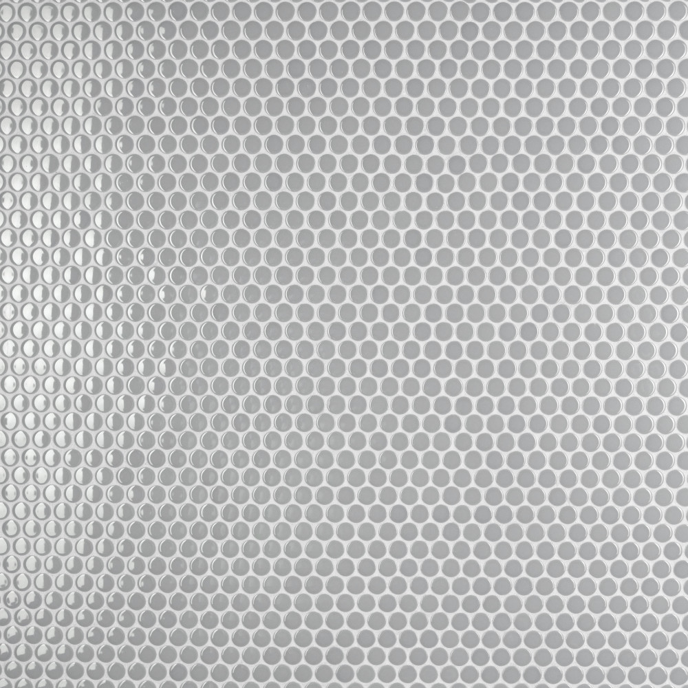 Metro Penny Glossy Light Grey 9-3/4 in. x 11-1/2 in. Porcelain Mosaic Tile