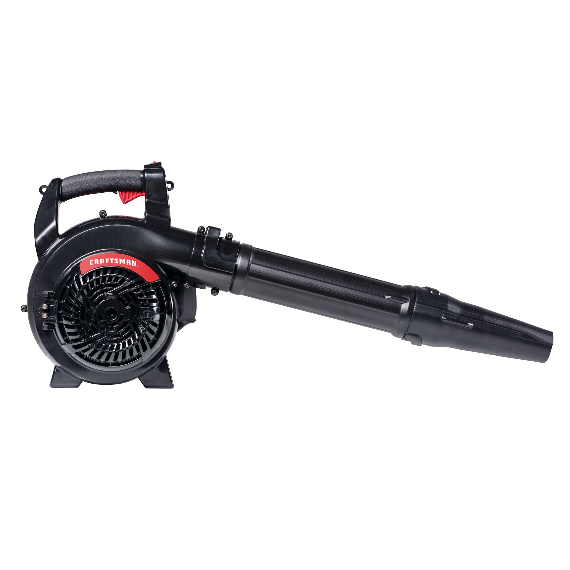 Right profile of 2 cycle full crank engine gas leaf blower vacuum.