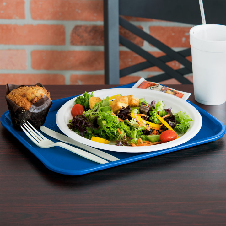 10" x 14" polypropylene fast-food tray in royal blue