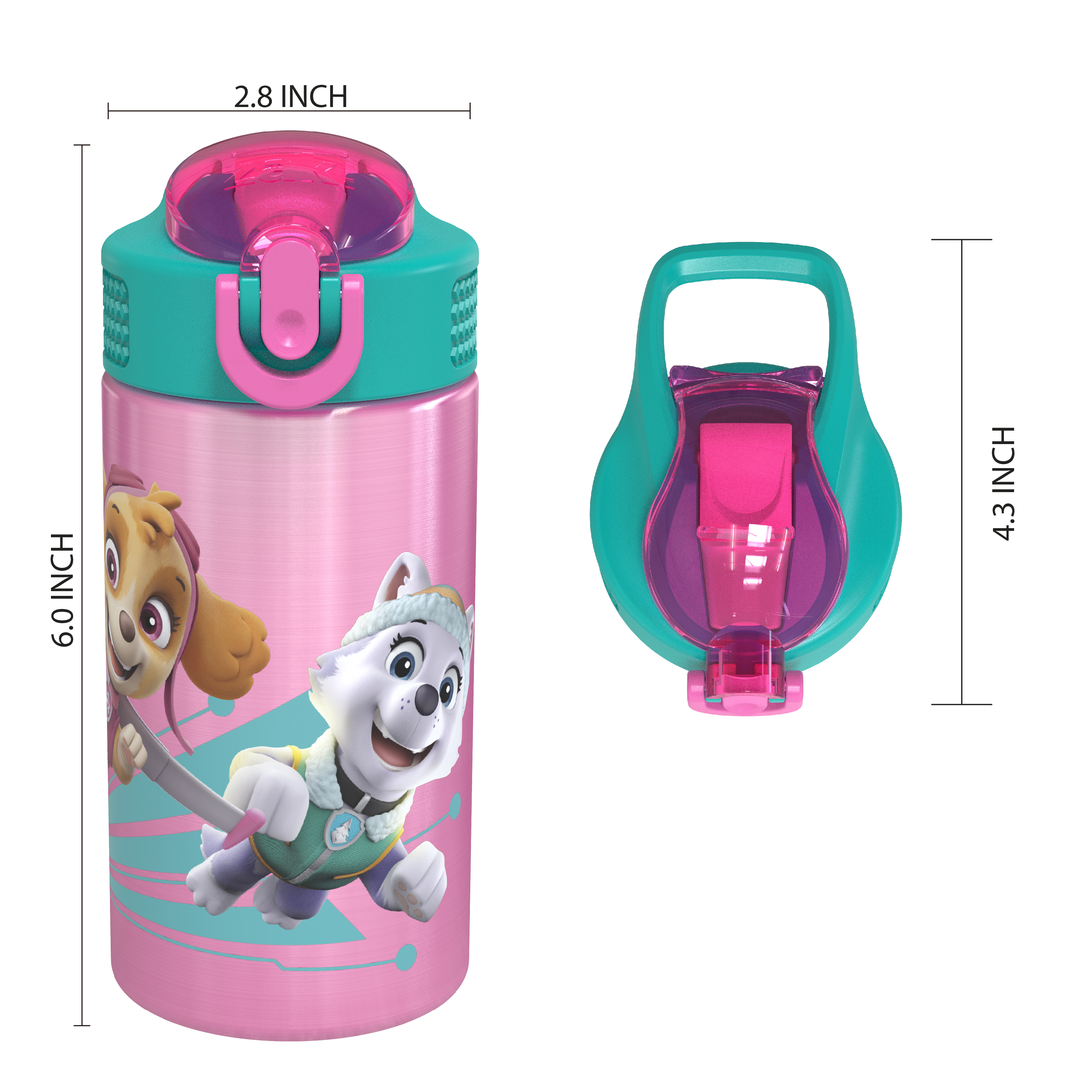 Paw Patrol 15.5 ounce Stainless Steel Water Bottle with Carrying Loop and Screw-on Lid, Skye slideshow image 4