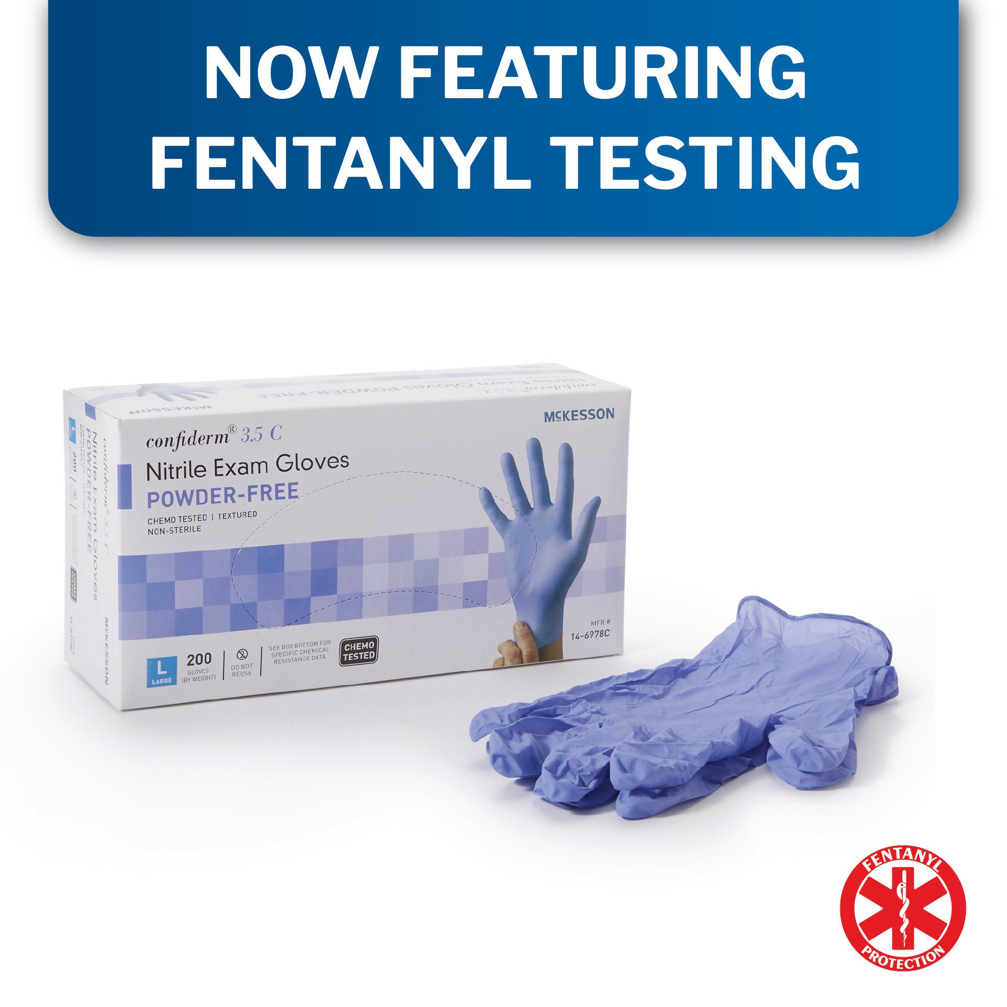 McKesson Confiderm® 3.5C Nitrile Exam Glove, Large, Blue
