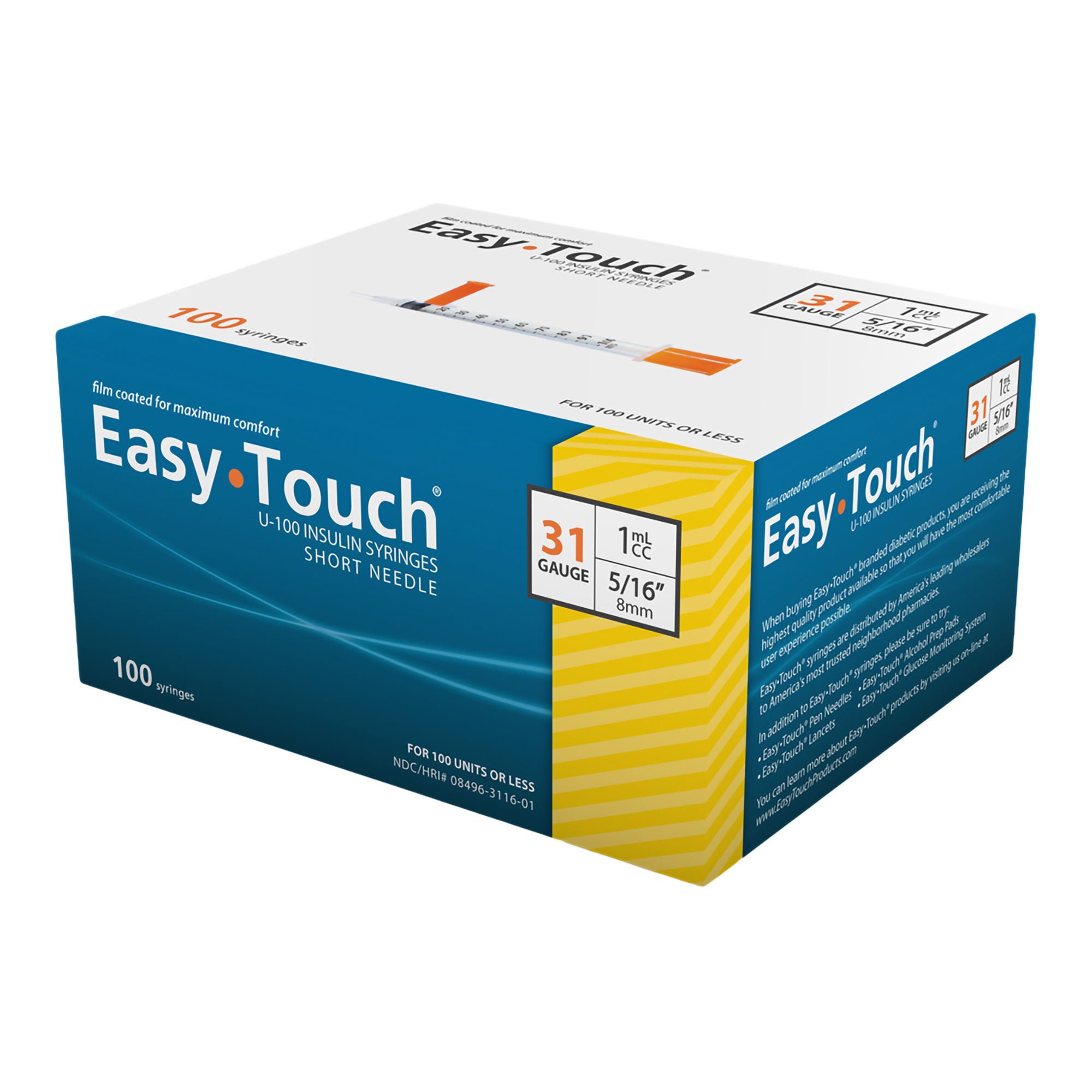 MHC Medical SYRINGE/NDL, EASY TOUCH 1CC 31GX5/16" (100/BX 5BX/CS)