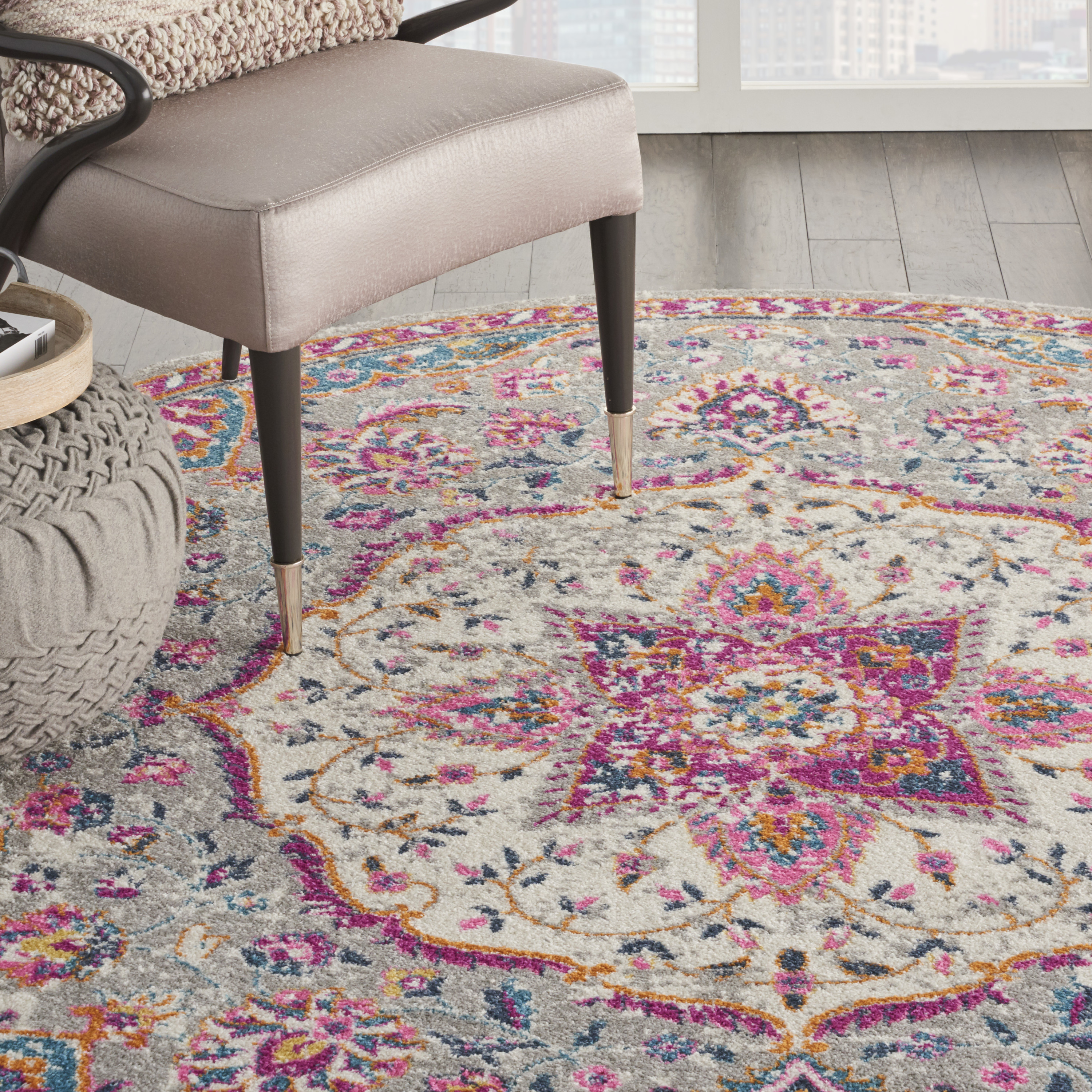 Nourison Passion 8' x Round Grey Multicolor Transitional Indoor Rug