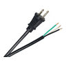 Power Cord, Cable Cord Set, 16 AWG, 3 Conductor, Black, 9 ft. L