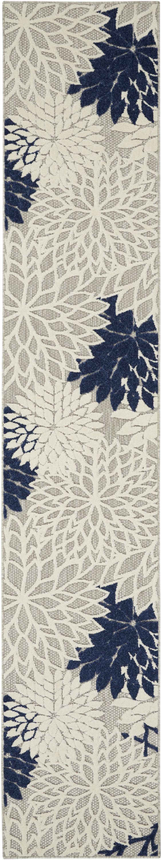 Nourison Aloha 2'3" x 10' Ivory Navy Tropical Rug