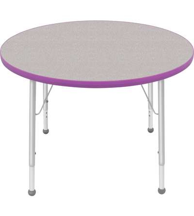 Creative Colors® Activity Table, Round, 36" Diameter, Gray Nebula Top Color, Purple Edge Color, Standard Leg Height, Platinum Si