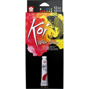 Koi Watercolor Tube Set, 12mL, 12 Colors