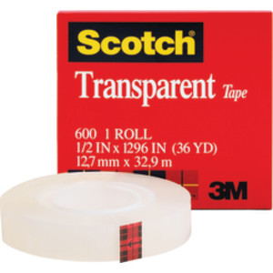Transparent Tape Refill Roll, 1/2" x 1296", 1 Roll