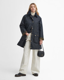 Long Beadnell Waxed Jacket Navy-Classic