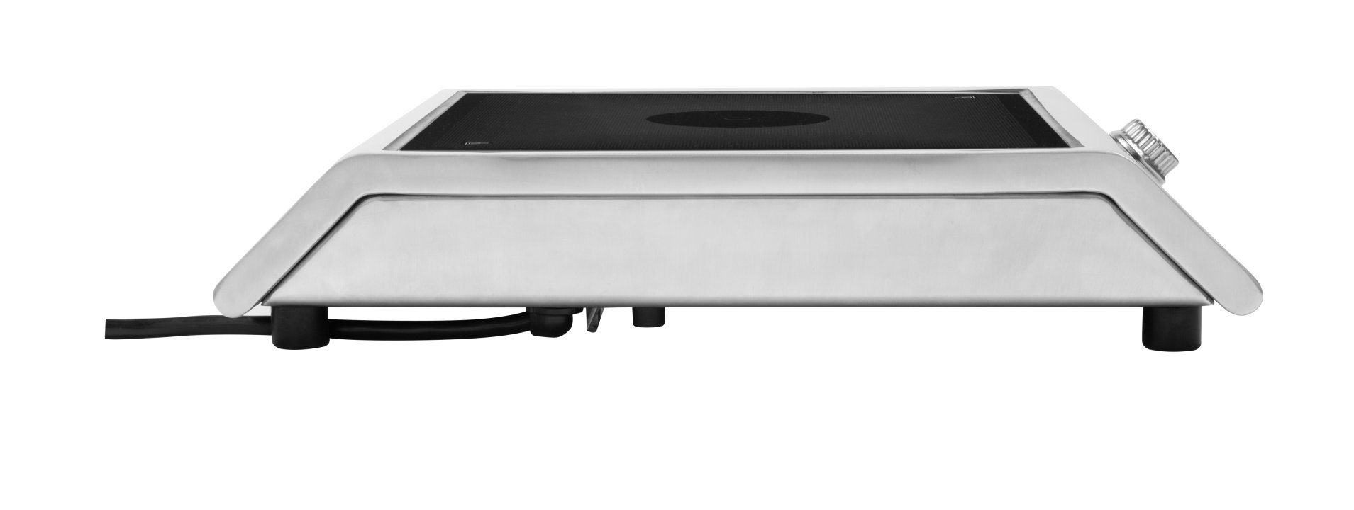 1800-watt medium power induction range with control knob, stainless case and glass top
