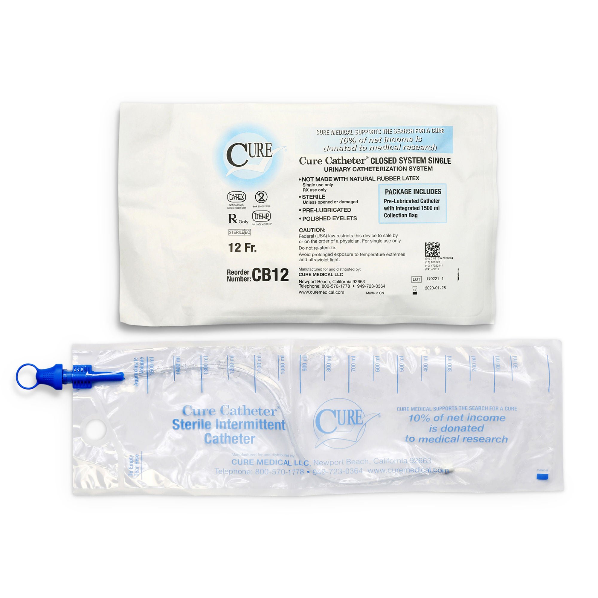 Cure Catheter™ Intermittent Catheter Tray, 12 Fr.