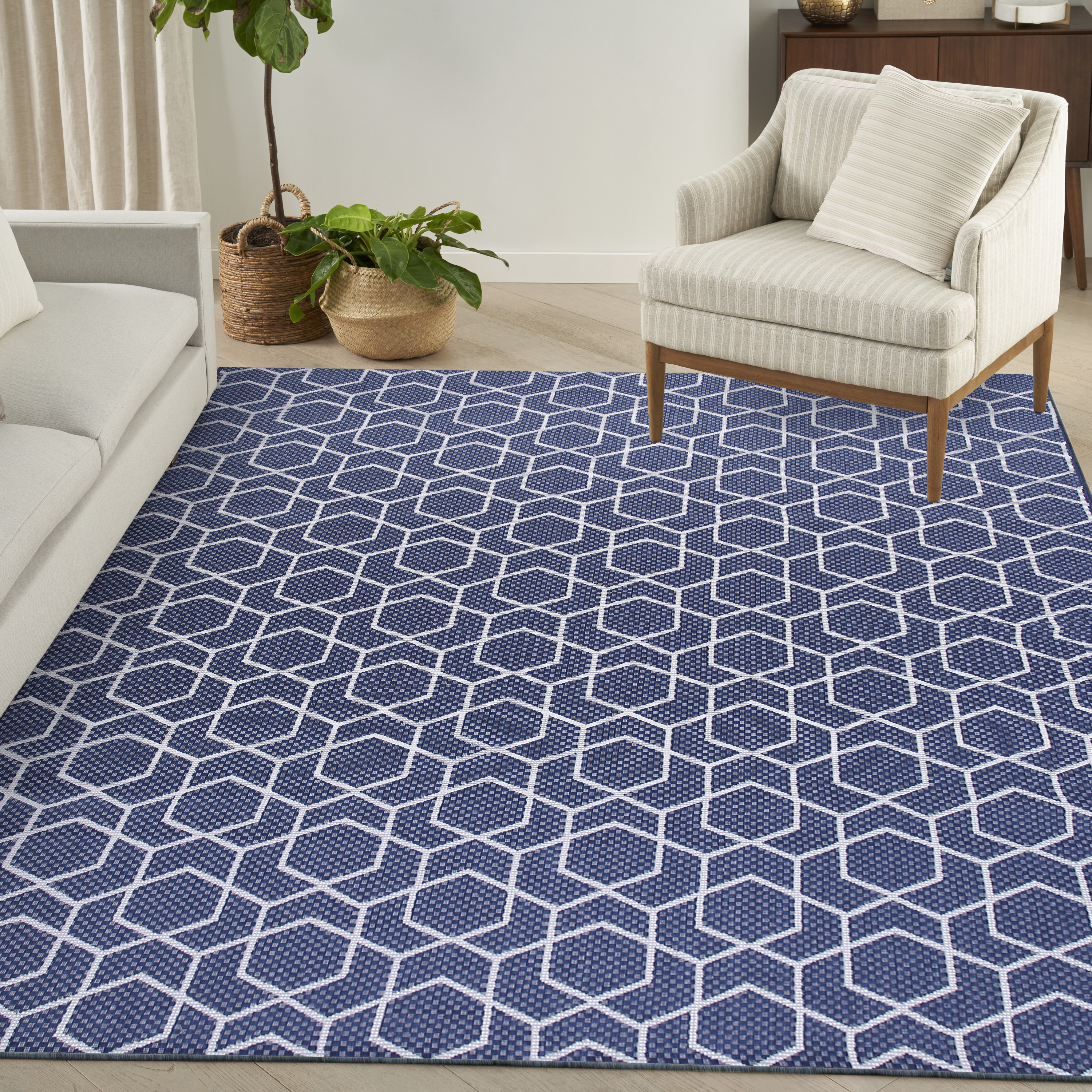 Nourison Horizon Indoor/Outdoor 9' x 12' Navy Modern Rug