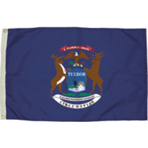 Durawavez Nylon Outdoor Flag with Heading & Grommets, Michigan, 3ft x 5ft