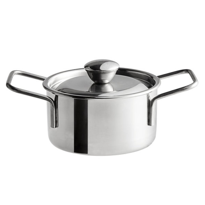 10.3-ounce Mini Round Stainless Steel Casserole Dish with Handles and Lid