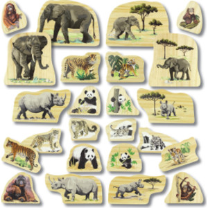 Endangered Animal Families Wooden Characters