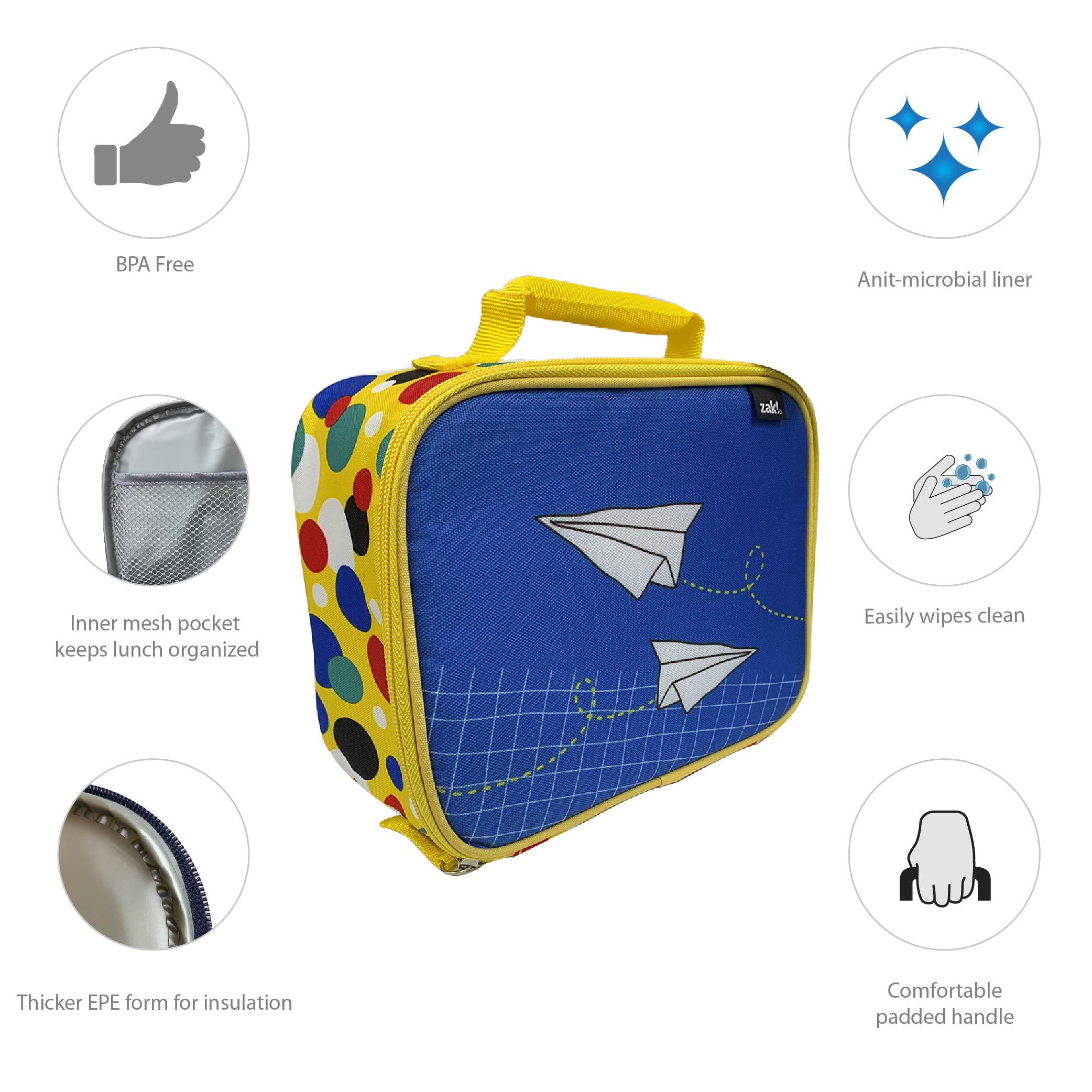 Grid Lock Insulated Reusable Lunch Bag, Planes slideshow image 5 Grid Lock Insulated Reusable Lunch Bag, Planes slideshow image 5
