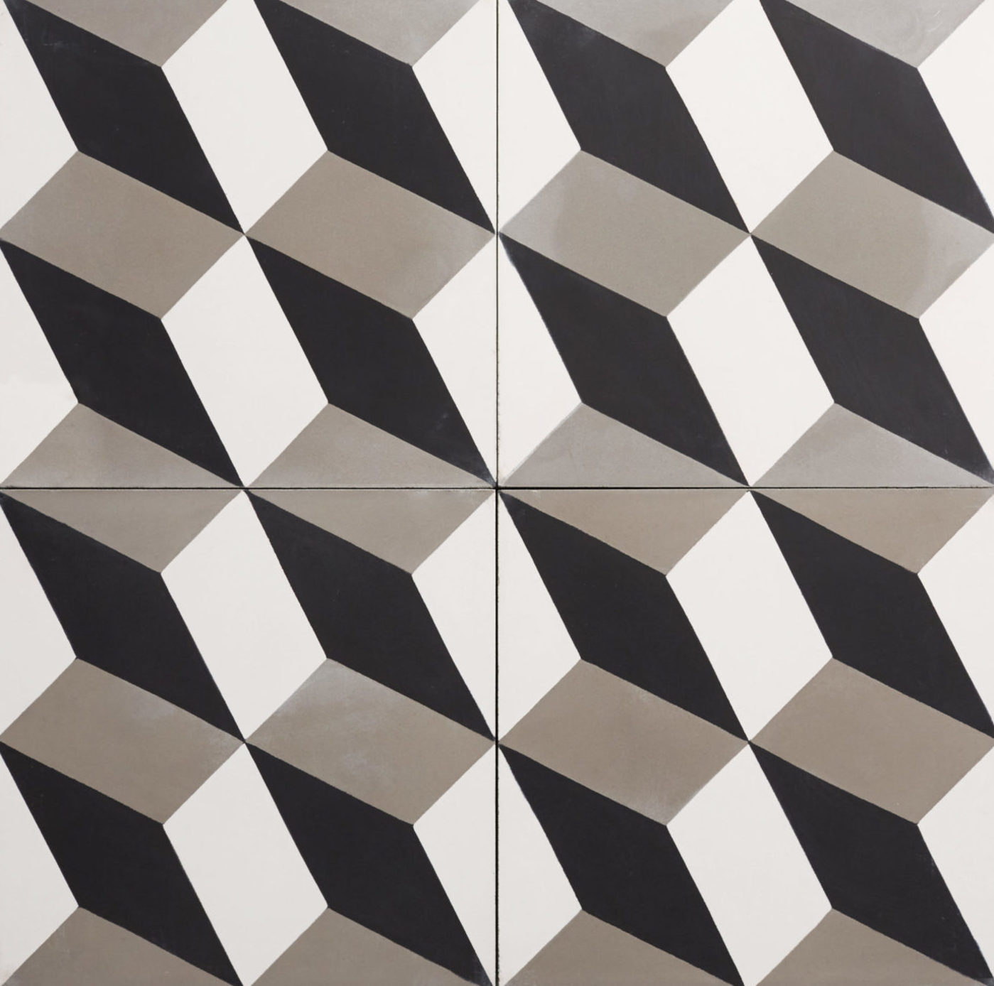 a black and white tiles with geometric designs.