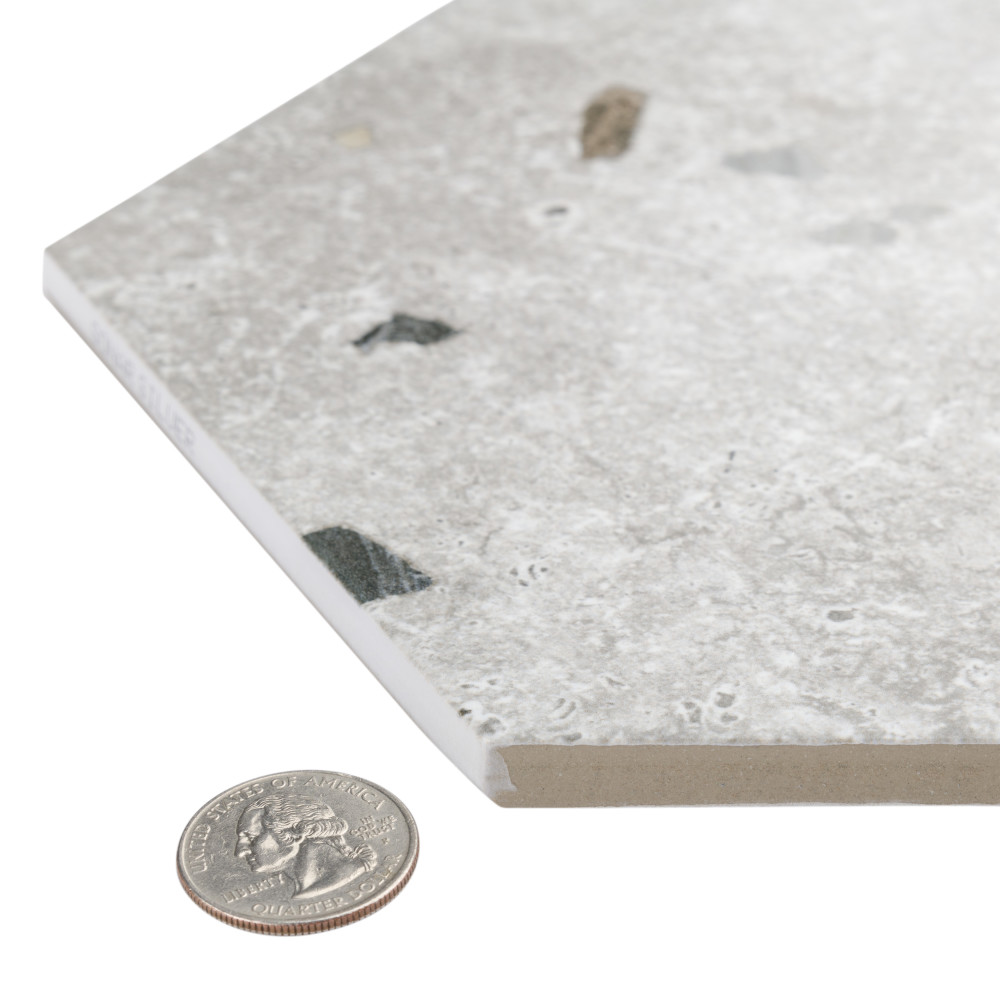 Sample – Sonar Hex Silver Porcelain Floor and Wall Tile