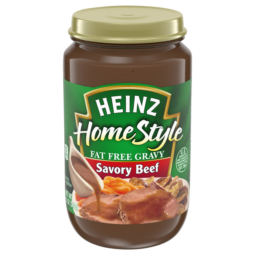 Heinz HomeStyle Savory Beef Fat Free Gravy, 12 oz Jar image 
