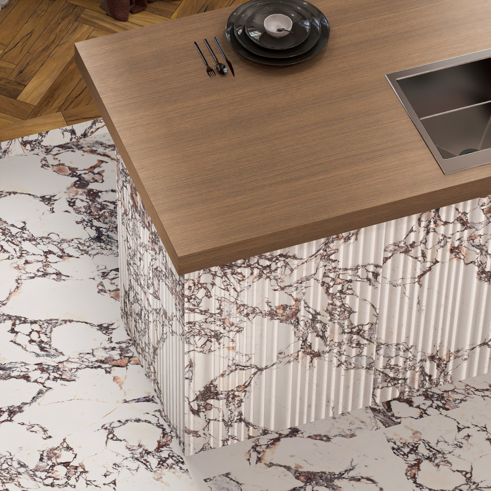 Sample – Touche Pleated Deco Rubis Porcelain Floor and Wall Tile