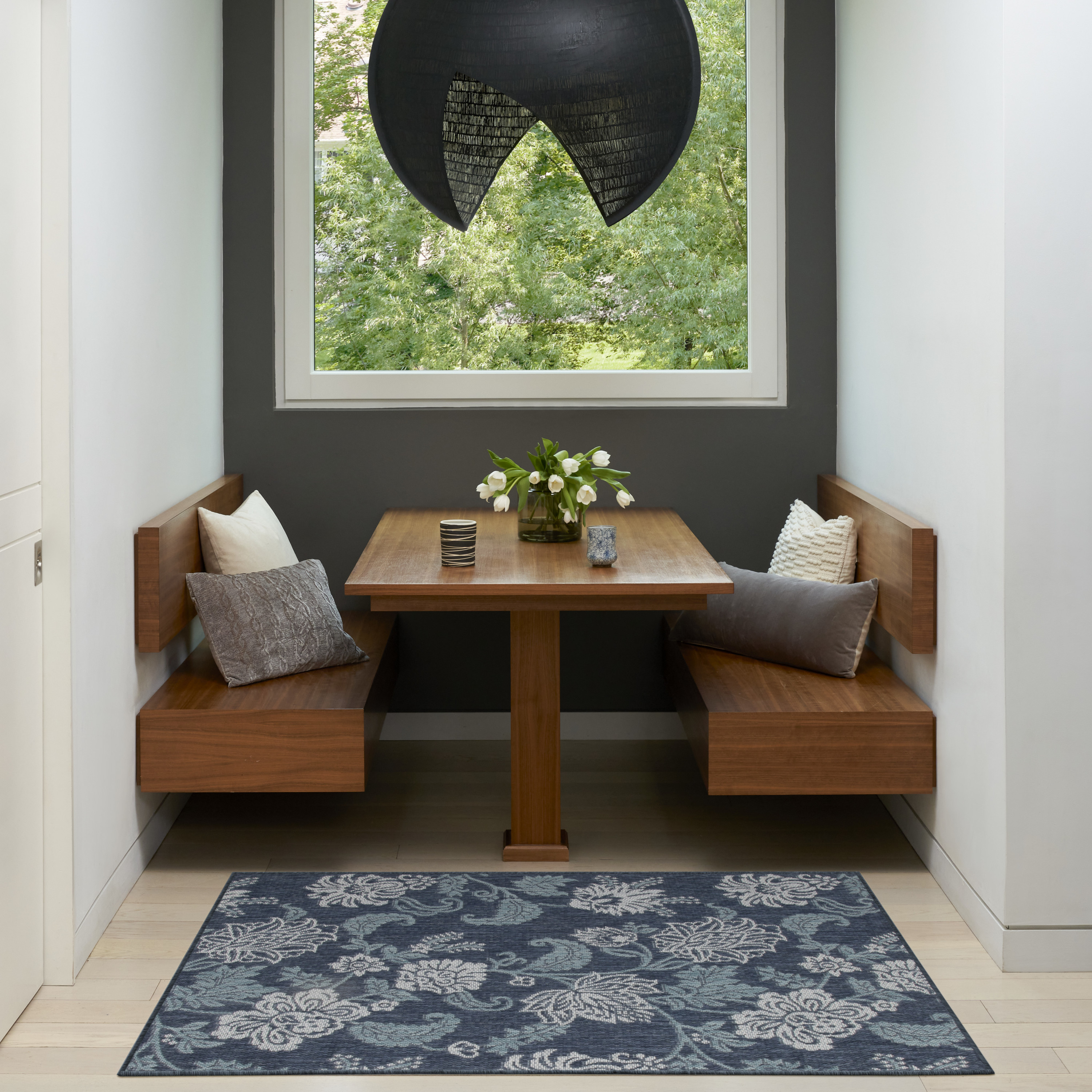 Nourison Garden Oasis 3' x 5' Navy Tropical Rug