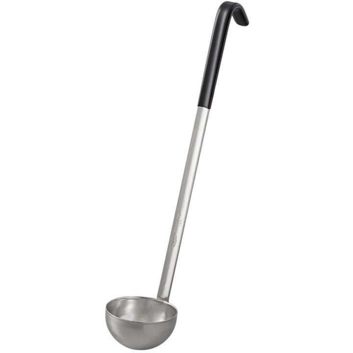 4-ounce two-piece stainless steel ladle with Kool-Touch® handle in black
