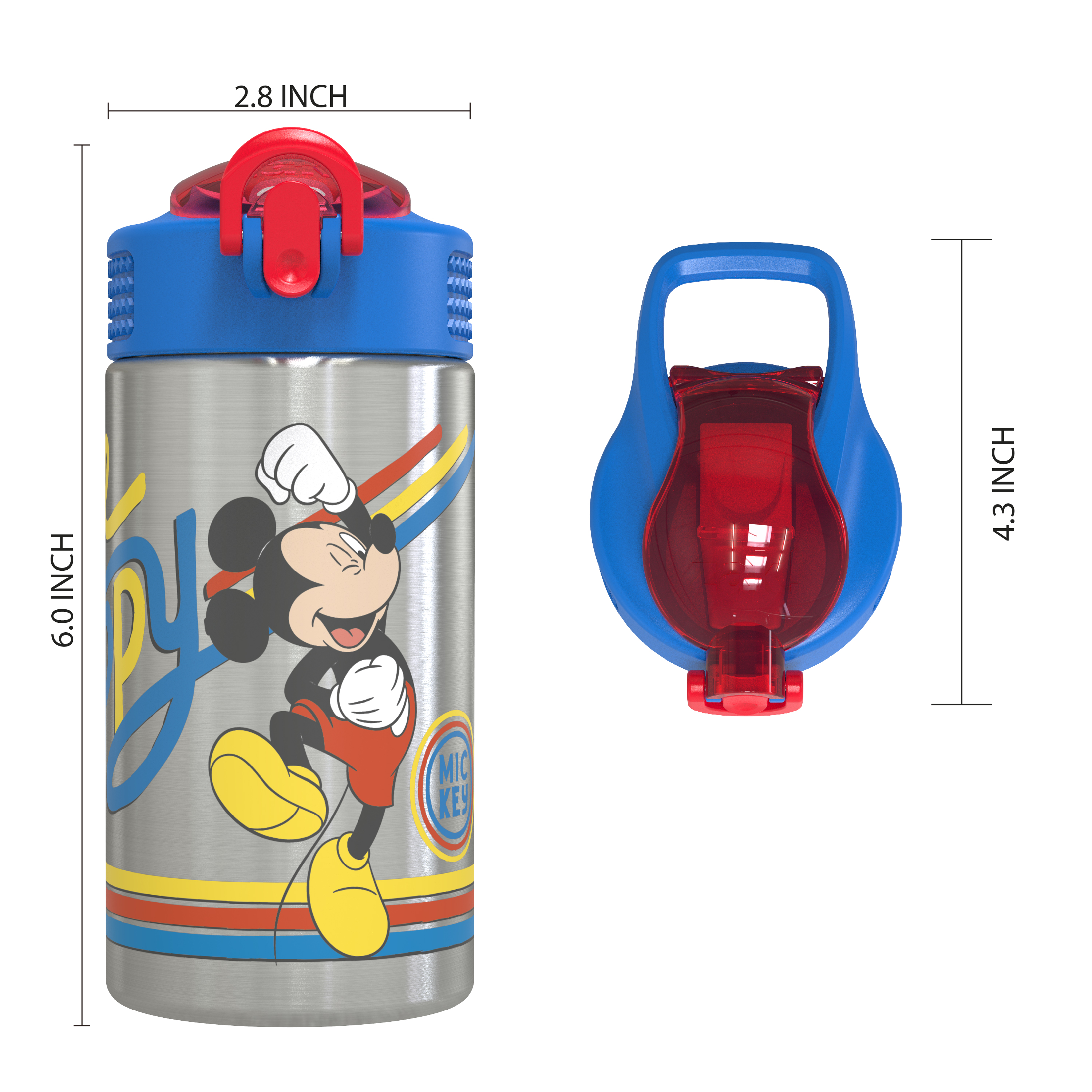 Disney 15.5 ounce Stainless Steel Water Bottle with Carrying Loop and Screw-on Lid, Mickey Mouse slideshow image 5 Disney 15.5 ounce Stainless Steel Water Bottle with Carrying Loop and Screw-on Lid, Mickey Mouse slideshow image 5