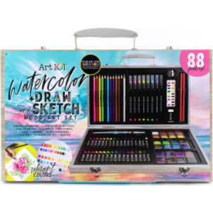 Watercolor, Draw & Sketch Wood Art Set, 88 Pieces