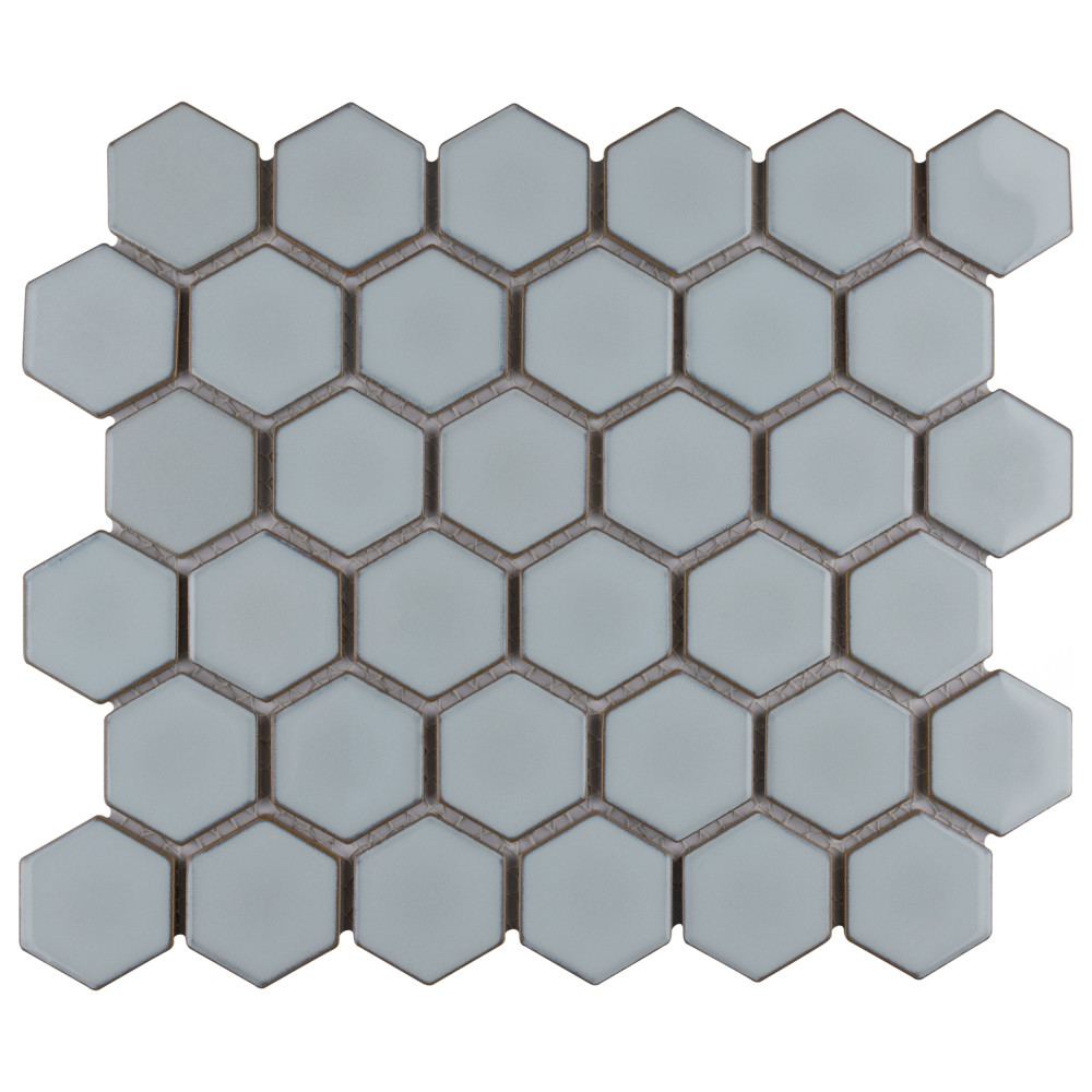 Hudson Due 2″ Hex Silk White 10-7/8 in. x 12-5/8 in. Porcelain Mosaic Tile