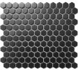 Skyline Black 1″ Hexagon Mosaic Matte