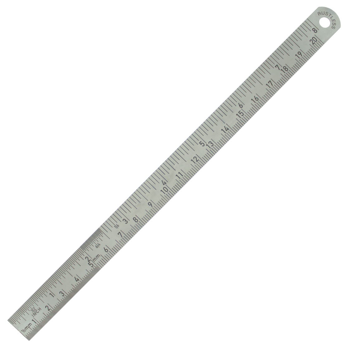 ACE Stainless Steel Ruler, Inches and Millimeter Markings, 1/2"  x 8"