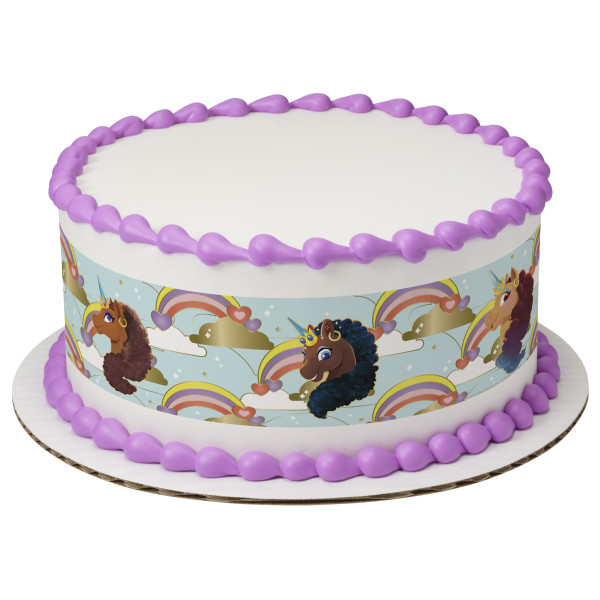 Afro Unicorn Magical Powers PhotoCake® Edible Image® Strips