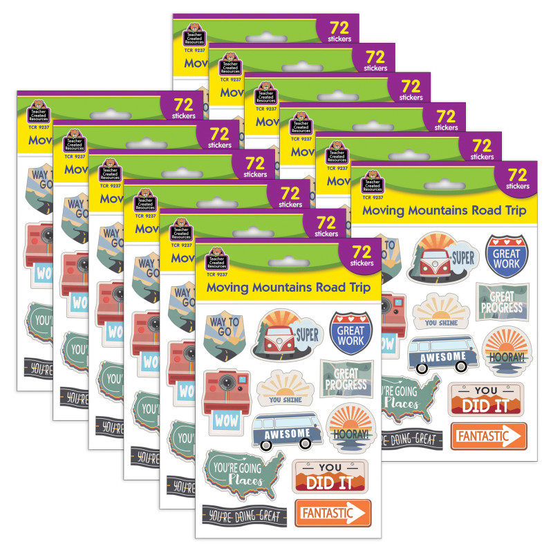 Moving Mountains Road Trip Stickers, 72 Per Pack, 12 Packs