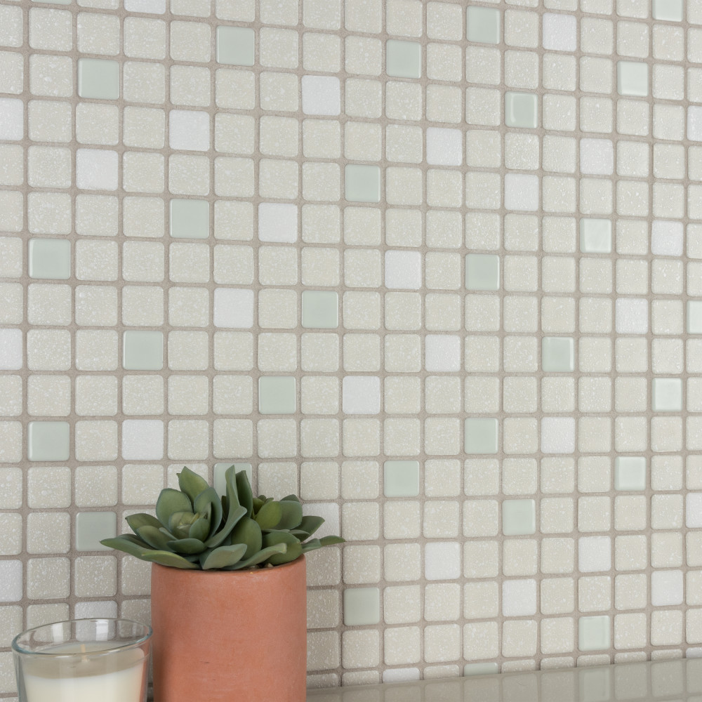 Crystalline Square Pistachio 12 in. x 12 in. Porcelain Mosaic Tile