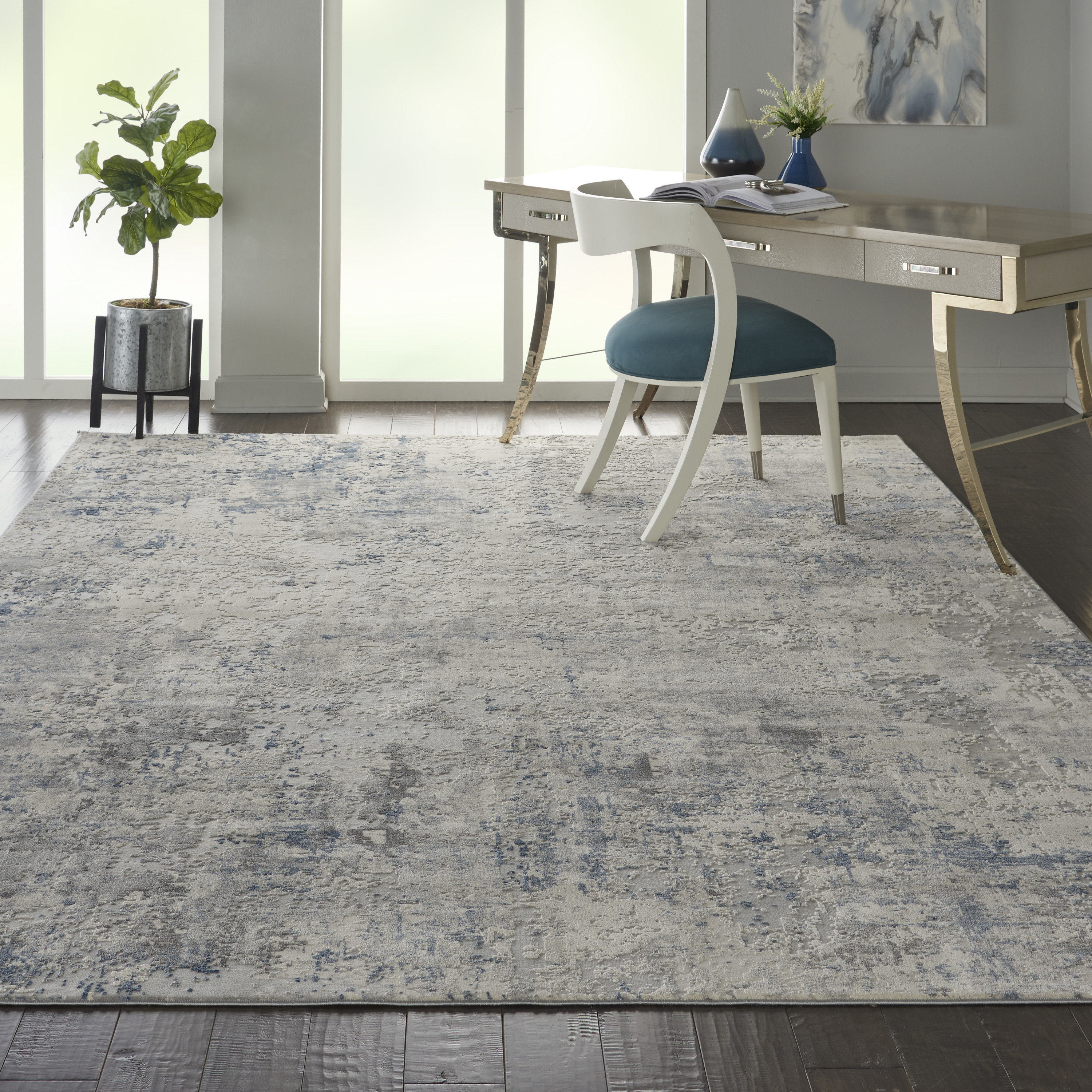 Nourison Rustic Textures 7'10" x 10'6" Ivory Grey Blue Modern Indoor Rug